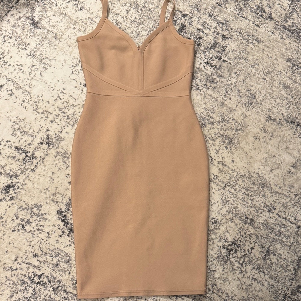 Chic Tan Midi Dress